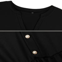 Жените Плюс размер Дълъг ръкав Флоу Хенли ризи бутони нагоре Нагънат Суинг туника върховете Блуза