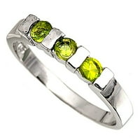 Вашият цветен симулиран Перидот елегантен Бебешки пръстен . Стерлинг сребърна лента зелен женски размер 4