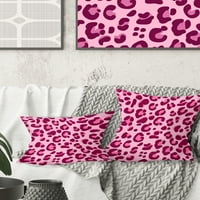 Дизайнарт розов леопард модел От средата на века модерна възглавница за хвърляне-16х16