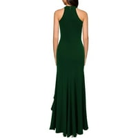 Рокли за жени без ръкави летни рокли maxi mock neck maxi отпечатани женски модни рокли зелени XL