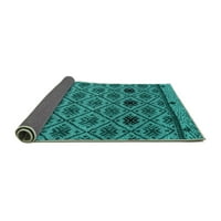 Ahgly Company Indoor Round Abstract Turquoise Blue Modern Area Rugs, 7 'Round