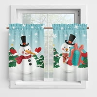 Capreze Christmas Decors Decor Кратка панела джоб джоб модерен прозорец Завеса Topper Semi Sheer Tiers Style-K 42x45in*2pc