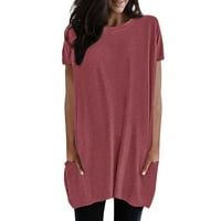 Pedort дамски върхове Небрежни плюс размер тениска тениска пуловер горещо розово, m