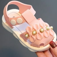 Sunisery Baby Girls Toddler Sandal Non-Slip PVC Bowknot Pearls Летни ежедневни плоски обувки