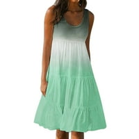LiSeTool дамска рокля дамски лятна рокля кръгла врата без ръкави за ръкави плажни рокли люлка рокля летни рокли зелени