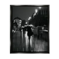 Разходка В Дъжд Градски Сгради Град & Град Снимка Джет Черно В Рамка Изкуство Печат Стена Изкуство