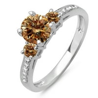 Колекция DazzlingRock 1. Карат 14K White & Champagne Diamond Bridal Stone годежен пръстен, бяло злато, размер 8.5