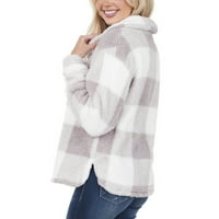 Класически бутон за женски палто от печат отпечатана зимна облицовка с сняг сняг двойно лице палто с джобове плюс размер женски дрехи дамски пуловер вятърни дами дами вятър