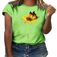 Haite Women Short Leade Sunflower Thish Casual Summer Graphic Rish Tee