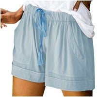 Forestyashe за жени къси панталони Женски удобни сплайсинг на сплайс небрежна еластична талия джобни панталони с разхлабени къси панталони