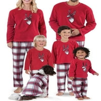 Izhansean съвпадащи семейни пижами комплекти коледни PJ с елени отпечатани тройници и карирани долни долни салони