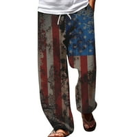 Мъжете американски флаг патриотични панталони за мъже 4 юли хипи харем панталони торбисти бохо йога ежедневна капка чатал чатал панталон