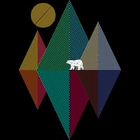 Геометрия планинска мечка мъжки черен графичен потник - дизайн от хора л