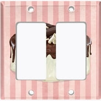 Метални превключвател табела покритие шоколад ванилия торта Райета тапет розово ЧАК061