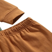 Есенни бебешки момчета дрехи комплекти карирани отпечатани пачуърки с дълъг ръкав върхове панталони пшеница 6- месеца