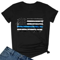 Жени Америка флаг отпечатано тениска с о-тениска с къси ръкави тийнейджъри женски ежедневно облекло