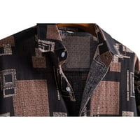 Риза puawkoer с къса ръкав блуза блуза ежедневни мъже летни отпечатани мъже ризи мъжки дрехи l кафяво