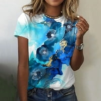 Miayilima модерна раирана тениска за жени летни графични върхове на тройници небрежни върхове с къс ръкав