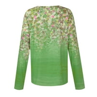 Дамски есенни върхове модни дами мода v шия отпечатана женска тениска с дълъг ръкав