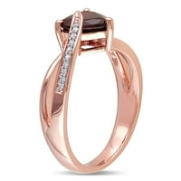 Миабела Дамски 1-Каратов Т. Г. в. сърце-изрязан гранат и диамантен акцент 10кт Розово злато отворен кросоувър пръстен