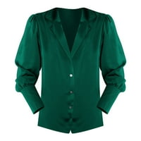 Fimkaul женски копче с ризи Зима есен дълъг ръкав ежедневни върхове свободни жилетка темперамент, пътуващ солидна ревера лятна блуза