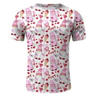 Hhei_k Мъжки модни ежедневни Свети Валентин отпечатан кръгла шия с късо ръкав топ блуза мъжки ризи