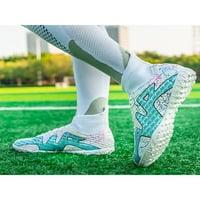 Zodanni Kids Soccer Cleats Фирма наземни футболни обувки TURF BOOTS Младежки маратонки за възрастни спортни дишащи дантели Атлетична обувка бяла, TF 10.5