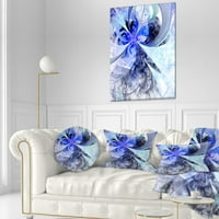 Дизайнарт синьо бял фрактален Цветен модел - флорална възглавница за хвърляне-18х18