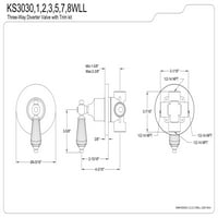 Kingston Brass KS3038WLL 3-посочен отклоняващ клапан с комплект за подстригване, четка никел