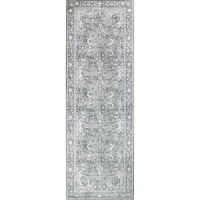 Gian Bohemian Oriental Medallion Indoor Runner Rug, въглен, 2 '6 7' 6