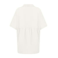 Дамски блузи Женски летен небрежен свободен личност с къс ръкав отпечатани горни памучни бельо бяло xl