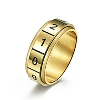 Toyella декомпресирана въртяща се титаниев стоманен арабски цифров пръстен злато 12