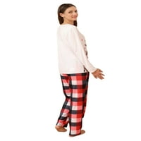 Семейство Kelajuan, съвпадащи с коледни пижами комплекти, върхове за печат на лосове с дълъг ръкав + панталони с кари
