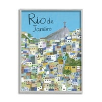 Ступел индустрии Клифсайд Рио де Жанейро градски пейзаж Бразилска забележителност сива рамка стена изкуство, 14, дизайн от Карла Дейли