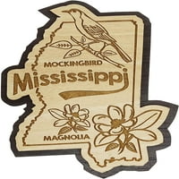 Печату САЩ Мисисипи карта гравиран дървен магнит за хладилник сувенирен подарък