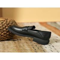 Gomelly Women Flats Classic Loafers Comfort Небрежни обувки Кръг пръст за ходене Обувки Женски дами мокасини плюшени облицовани черни 7.5
