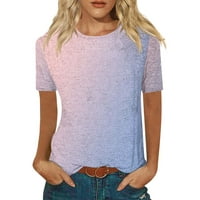 Feternal Women's Fashion Casual Printed кръгла шия с къс ръкав блузи блузи за жени облечени ежедневни секси