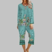 Trendvibe Women Pajamas Комплекти меки спални дрехи комплект за жени Pajamas Set Женски пижама комплект с дълъг ръкав с панталони от капри жени и къси панталони пижама 2 части 2 части