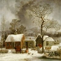 Джордж Дъри - Зимна сцена в Ню Хейвън - платно или печат на изкуството на стената