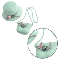 Шапка слама плаж деца момичета чанти Великденски шапки слънце шапка шапка капачка капачки за момичета чантата изтъкани малко дете малко комплект шапка