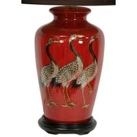 Ориенталски мебели 26 червени короновани Кранове ваза лампа, декоративен елемент