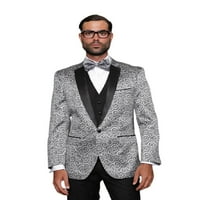 Bellagio Classic Button Meens Silver Suit с облицовка на яката Super 150's Extra Fine Италианска материя от Alberto Nardoni Designer