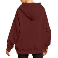 Голяма качулка за жени руно мека качулка v Врат пуловер зима суичър с дълъг ръкав с дълъг ръкав твърд цвят