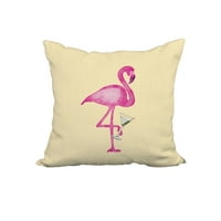 Единична Фламинго жълто тропически печат декоративен Полиестер хвърлят възглавница с ленена текстура