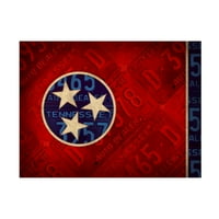 Червен Атлас Дизайн 'Тенеси Държавен Флаг' Платно Изкуство
