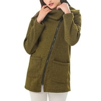 Дамски зимни палто клирънс дамски мода зимни Кашмир Страничен цип двойна врата суитчър яке