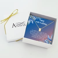 Анавия Честит 40-ти рожден ден подаръци от неръждаема стомана мода колие карта за рожден ден бижута подарък за нея, подарък за рожден ден за мама-[Златен куб, синьо-оранжев подарък карта]