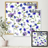 Дизайнарт' сини диви цветя с листа ' традиционна рамка платно за стена арт принт