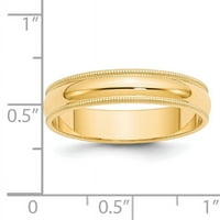 Primal Gold Karat Yellow Gold Milgrain Половин кръг сватбена лента размер 4