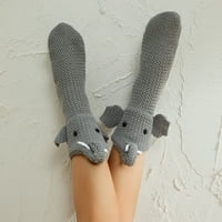 Aturuste Winter Funny Animal Floor Socks за възрастни деца плетени новост големи чорапи за уста, които неплъзгат плетене на една кука